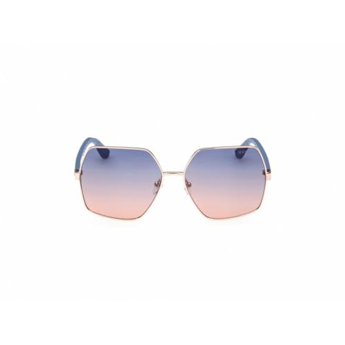 Guess sunglasses| 100% UV protected | Gradient | Full Rim | Square | Women | Large | Shiny Rose Gold Alloy Metal Frame | Blue Gradient Lens