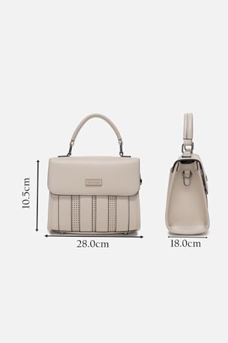 Women Beige Solid Casual Handbag