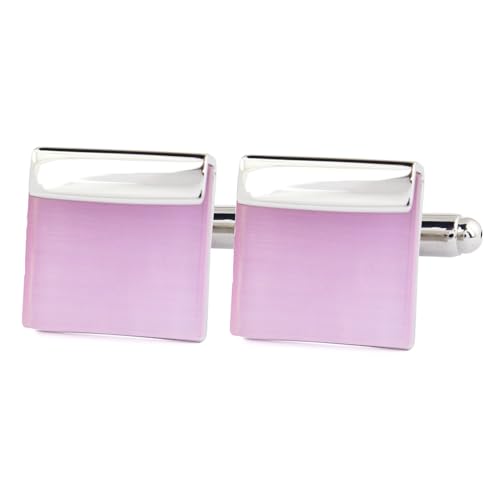 Peluche Square Cat's Eye Stone (Pink) Cufflinks for Men