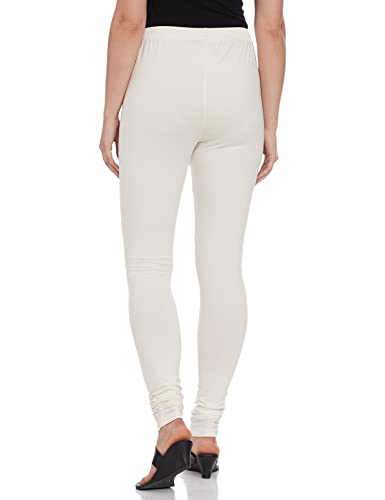 Max Women Regular Fit Solid Mid Rise Elasticated Churidar (NOOSKC21OW_Off White_XL)