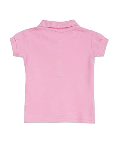 U.S. POLO ASSN. Kids Kids Regular fit Girls Cotton Solid Short Sleeves Polo T-Shirts (UGTSHC0004_Pink_12M)