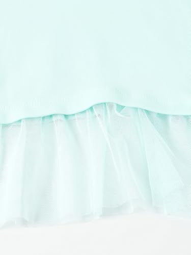 Max Girls Printed Tulle Top(Green_6-8 Y)