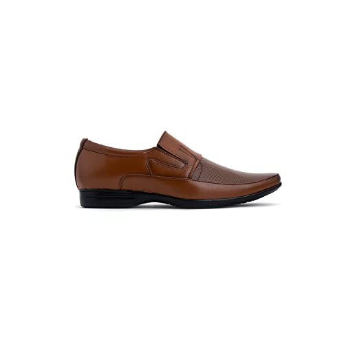 Khadim's Synthetic Leather PVC Sole Embossing Tan Office Wear Formal Shoe for Men Size 6