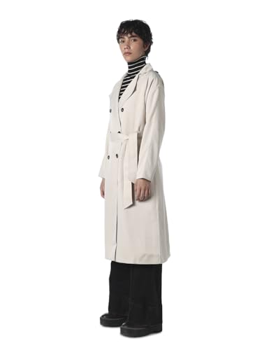 ONLY Women's Solid Loose Fit White Coat