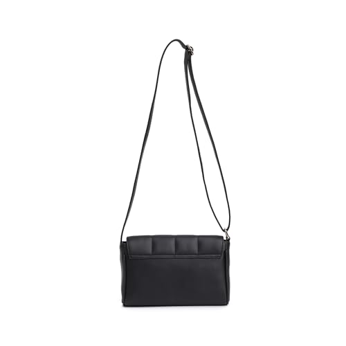 Fastrack Quilted Sling Bag for Women | Chic Crossbody Bag for Girls, Ladies, Women | Spacious Bag with Slip Pocket Made of Faux Leather (Black)