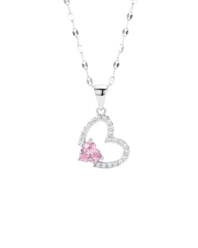Stylishever Duo Heart Diamond Chain Necklace | ORIGINAL SILVER 925 | BIRTHDAY | ANNIVERSARY | VALENTINE | GIFT | SILVER CHAIN |