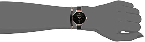 Anne Klein Women's Genuine Diamond Dial Rose Gold-Tone with Bracelet Set, Rose Gold/Black