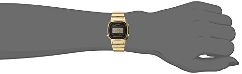 Casio Vintage LA670WGA-1DF Black Digital Dial Gold Stainless Steel Band D124