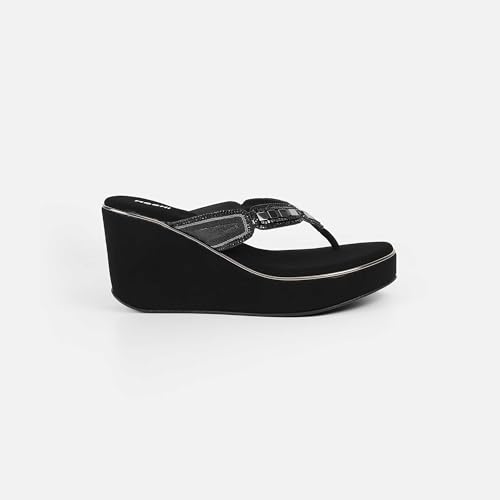 Mochi Women's Open Casual - Slippers with Flat Black Flat sole UK/4 EU/37(34-414)