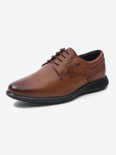 Men Tan Lace Up Leather Formal Derbys