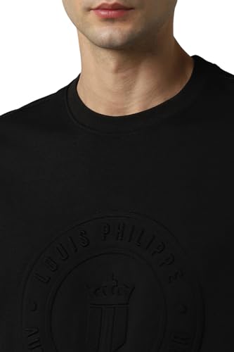 Louis Philippe Men Casual Black Solid Sweatshirt