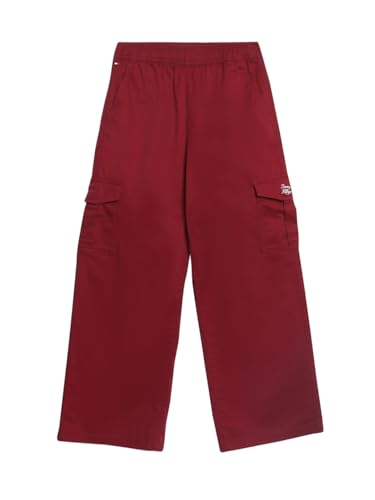 Girls Wide Leg Fit Solid Mid-Rise Cargo