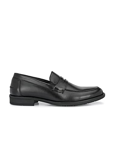 HITZ Men's Black Leather Slip On Formal Shoes - UK 10