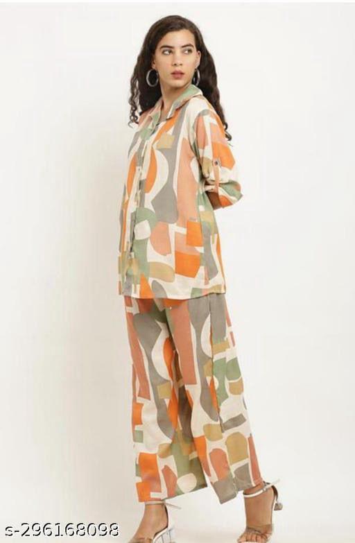 Abstract Cotton Co Ord Set(Comes With Belt)