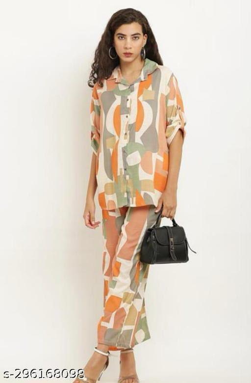 Abstract Cotton Co Ord Set(Comes With Belt)