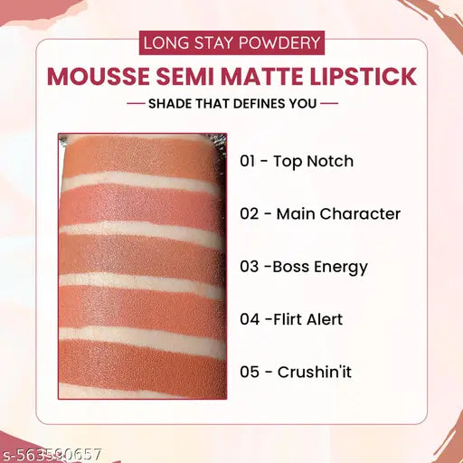 Longstay Powdery Mousse Semi Matte Lipstick Top Notch-01 light nude
