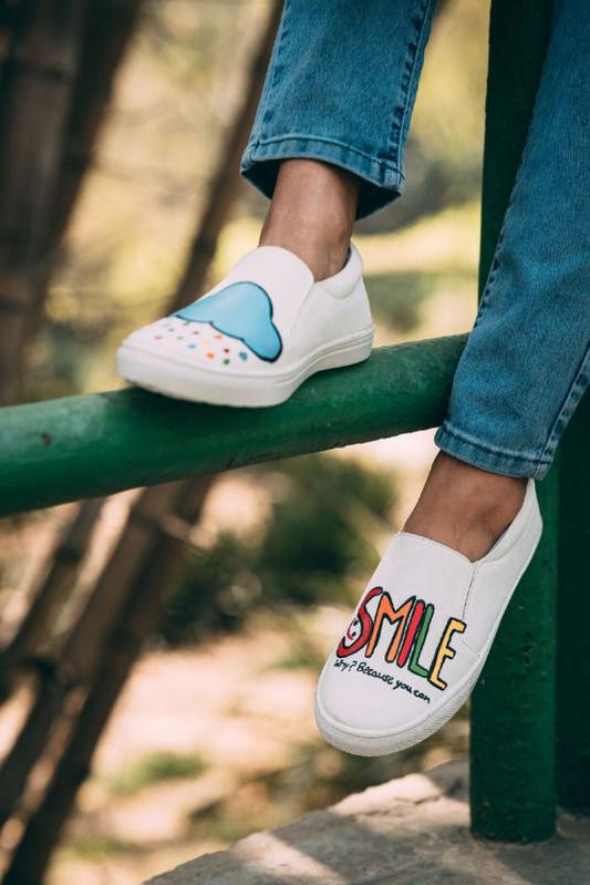 Smile Hand Printed Shoe - SaumyasStore