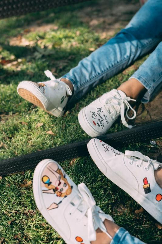 Wake up and make up ( lace) Hand Printed Shoe - SaumyasStore