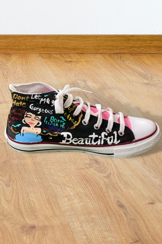 I am BEAUTIFUL Hand Printed Shoe - SaumyasStore