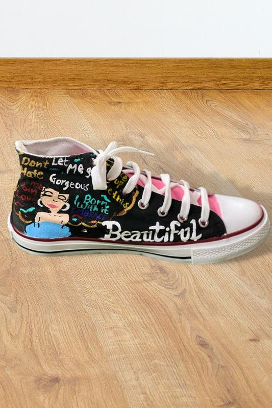 I am BEAUTIFUL Hand Printed Shoe - SaumyasStore