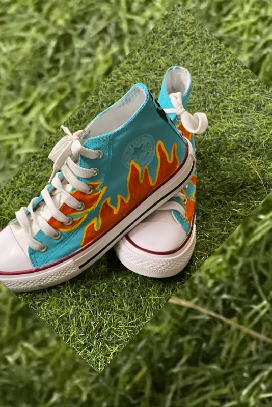 Flaming Blaze Hand Printed Shoe - SaumyasStore