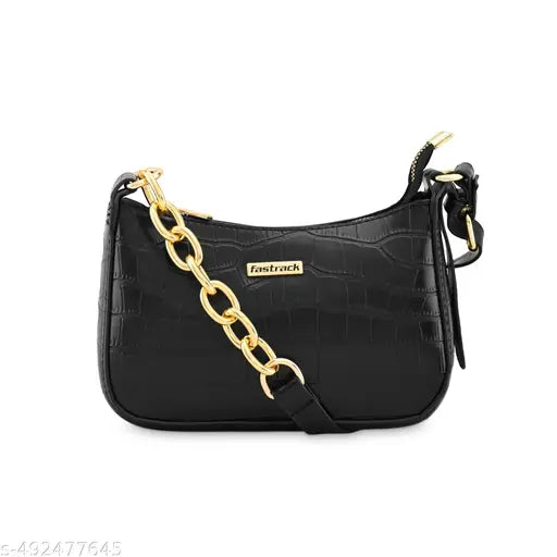 Fastrack Women Black Textured Sling Bag
