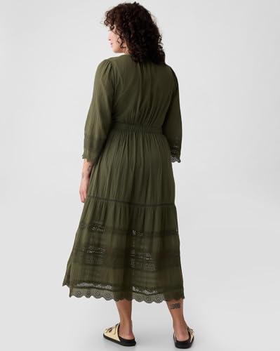 GAP Women's Cotton A-Line Below The Knee Casual Dress (442528440_Green