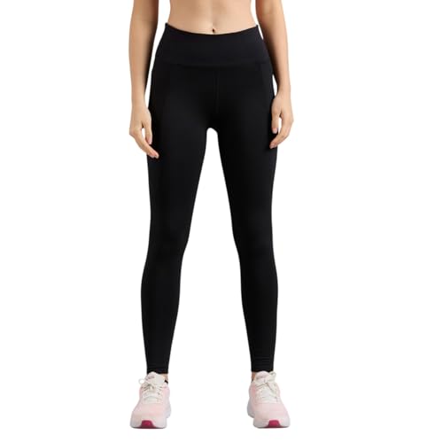 Skechers Women Basic Cotton Branded Black Leggings