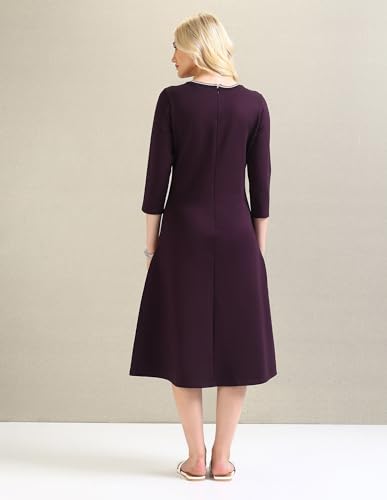 U.S. POLO ASSN. Women's Polyester A-Line Midi Casual Dress (UWSS24DRS107_Wine