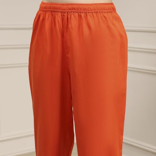 Biba Women's Orange Silk Straight Yarndyed Suit Set