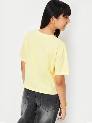 Max Girl's Regular Fit T-Shirt (M25EBT04_Yellow