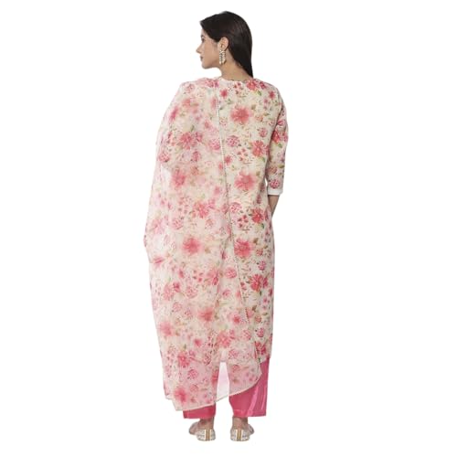 Rangriti Women's Polyester Kurta Set (FSGLM22173SS25BEG_Beige