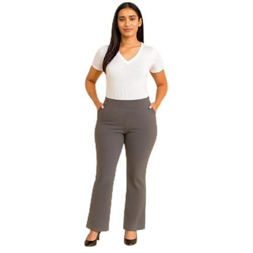 EcoLove Bell Bottom Pants for Women, Navy Blue, Flared Fit (in, Alpha, 4XL, Regular, Dark Grey)