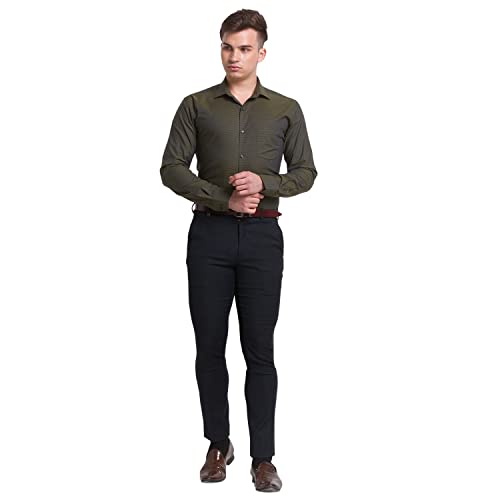 Park Avenue Fancy Green Shirt (Size: 46)-PISX00383-N9