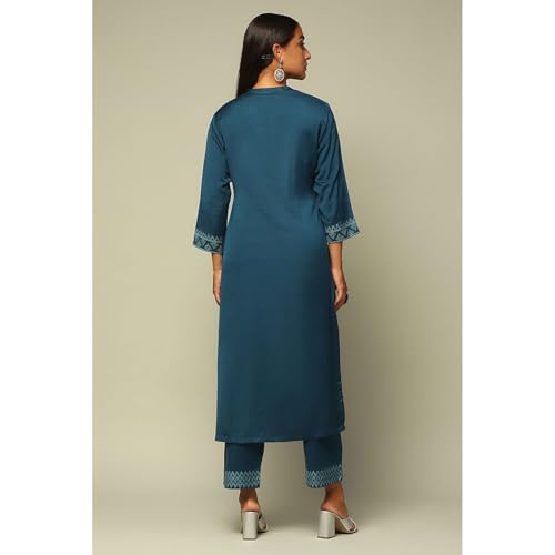 Rangriti Women's Acrylic Kurta Set (WNTRWR20257AW24BLU_Blue