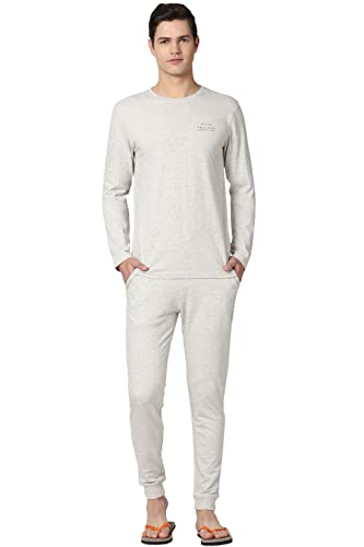 Peter England Men's T Shirt and Jogger Classic Pajama Set (PETSJGFSEM521506_Multi_L) Multicolour