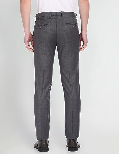 Arrow Checked Flat Front Formal Trousers Grey