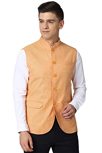 Peter England Men's A-Line Coat (PINJOTLFW69097_Orange_L)