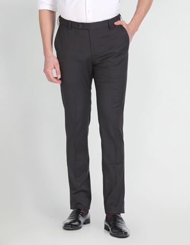 Arrow Solid Dobby Formal Trousers Dark Brown