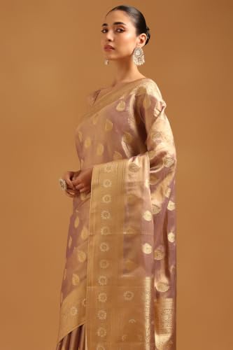Soch Womens Light Purple Tissue Ethnic Motifs Zari Woven Saree