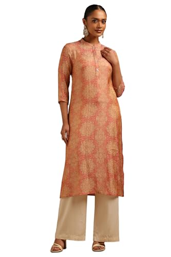 Soch Womens Onion Pink Muslin Ethnic Motifs Kurta