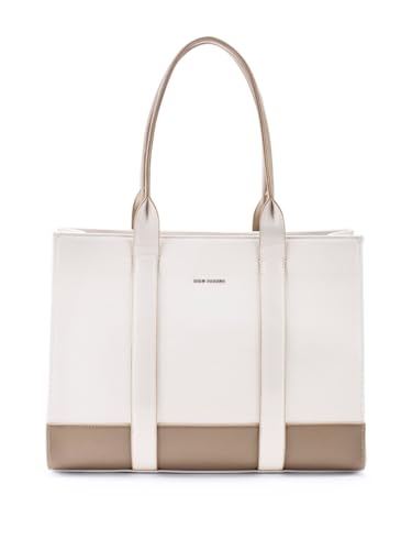 Lino Perros Womens Color-Blocked Commuter Tote Bag, Cream