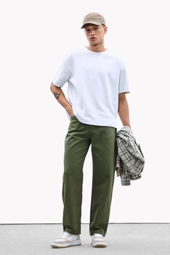 SNITCH Men Jeans | Relaxed Baggy Fit Wide-Leg Design | Durable 100% Cotton Woven Fabric with Light Fading | Perfect for Casual & Street Wear |Olive