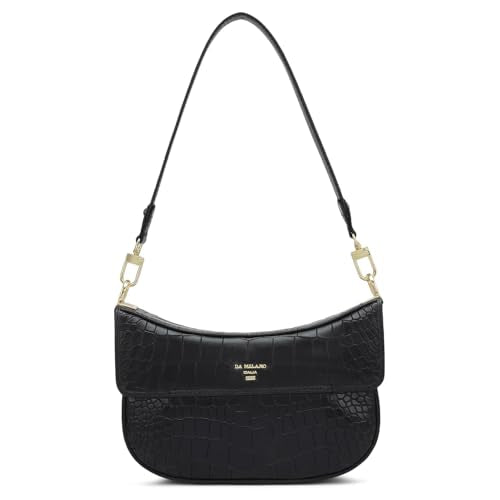 Da Milano Genuine Leather Black Shoulder Bag (01798) (Small)