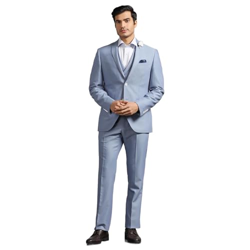 blackberrys 3 Piece Slim FIT Solid Suits Light Blue