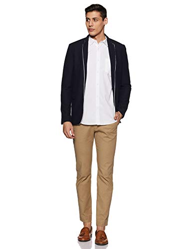 Amazon Brand - Symbol Men's Cotton Shirt | Chinese Collar | Casual | Plain | Full Sleeve | Summer - Regular Fit (Available In Plus Size, White_M)