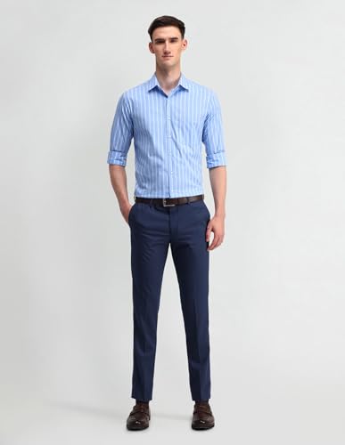 Arrow Men's Checkered Regular Fit Shirt (ARAISH0229_Blue