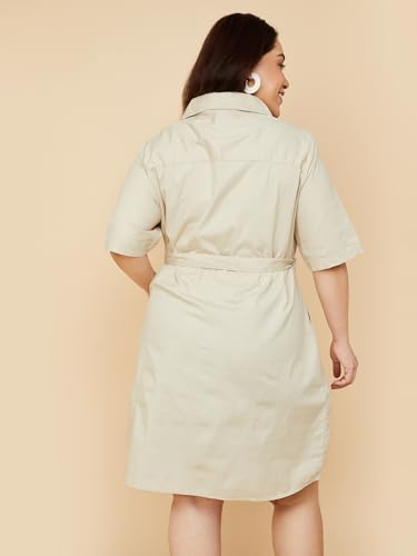 Max Women's Pure Cotton Classic Midi Dress (KESAR1D_Beige
