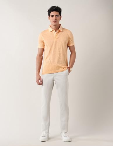 Arrow Men's Leaves Regular Fit Polo Shirt (ARAJTS3849_Light Orange
