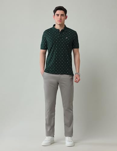 Arrow Sports Men's Green Printed Polo Collar Half Sleeve Casual Cotton Regular Fit Polo Shirt (ASAJTS3458_Green_38)